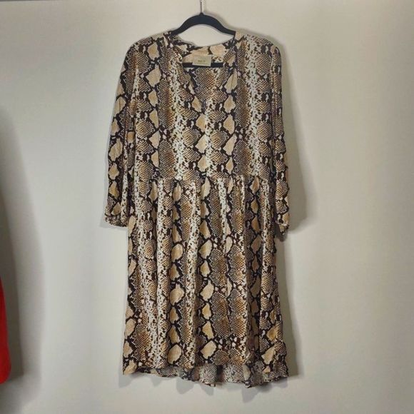Anthropology Maeve Size Large Easy Wear Easy Care Reptile Print Dress - Picture 1 of 6